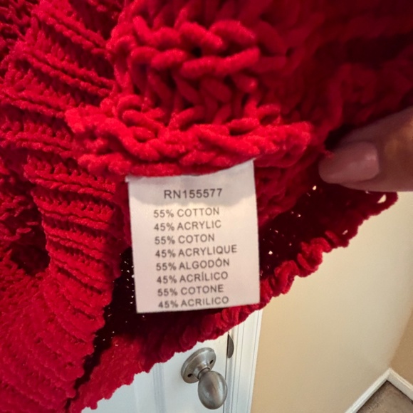 Miracle Red V-Neck Baggy Sweater, S/M - Picture 4 of 4